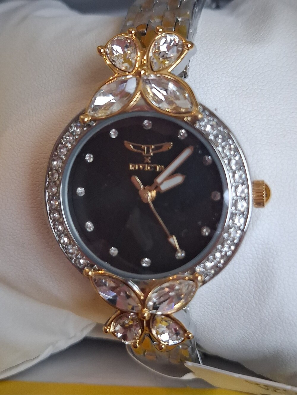 Invicta Wildflower Silver and Gold Crystal Butterfly Watch Model 69096 MSRP $395